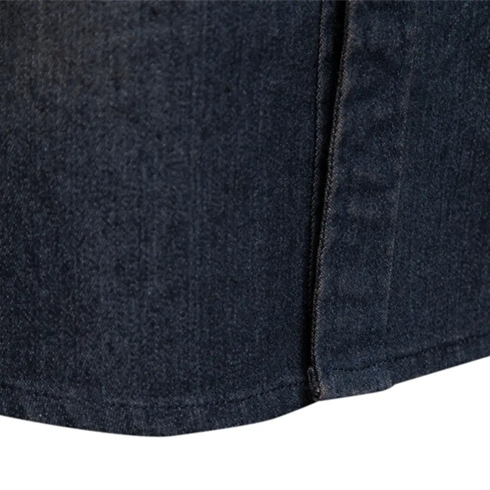 Men’s Long-Sleeve Slim Fit Denim Shirt – Casual Button-Up Top hanyelevate