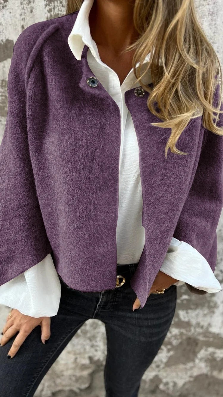 Autumn Winter Cashmere Batwing Sleeve Cardigan – Women’s Loose Fit Short Coat hanyelevate