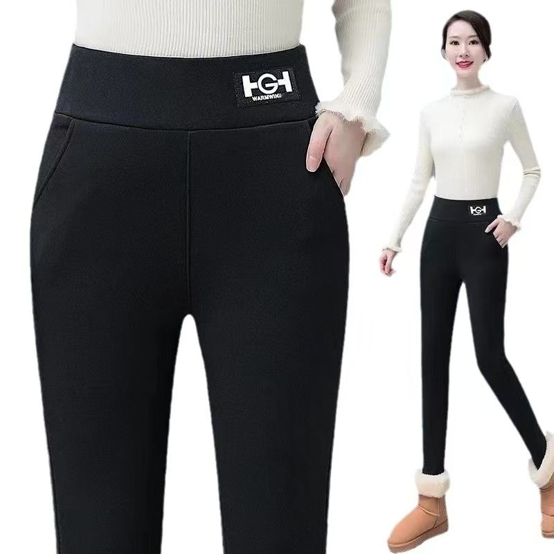 Warm Fleece-Lined Leggings for Women – Plus Size, Thick Cashmere Thermal Tights hanyelevate