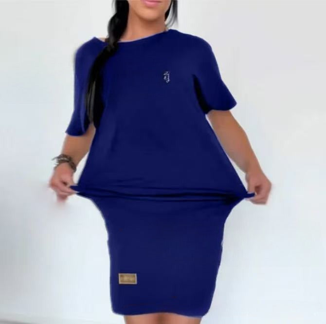 Casual Knitted Short Sleeve Dress – Women’s Sporty Summer T-Shirt Dress hanyelevate