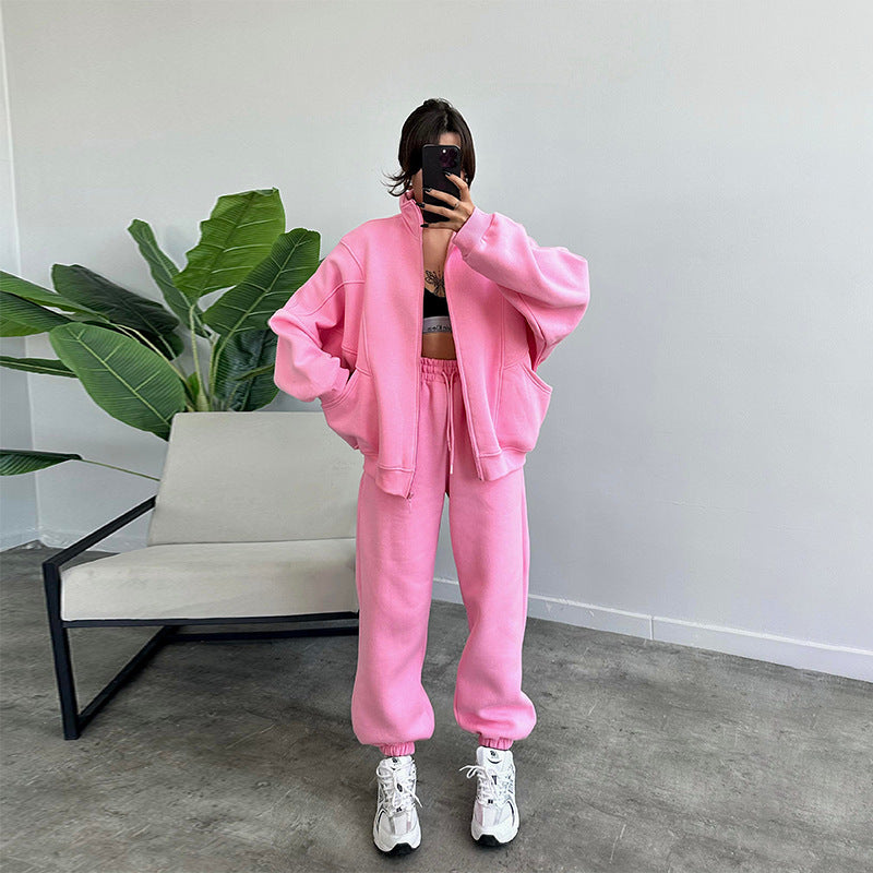 Stylish Women’s Activewear Set – Stand-up Collar Sports Suit with Jogger Pants hanyelevate