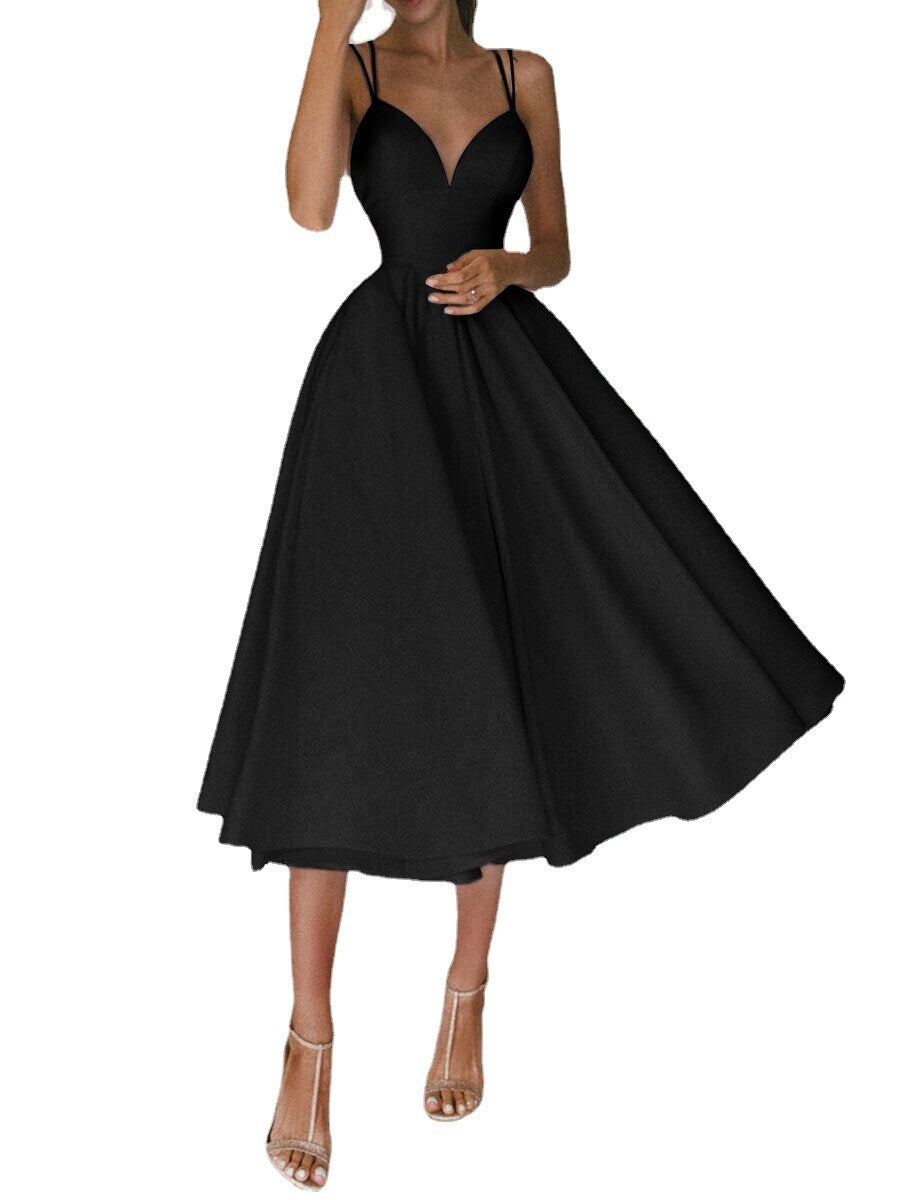 Women’s Fashion Suspender Dress – V-Neck, A-Line, Long Summer Dress hanyelevate