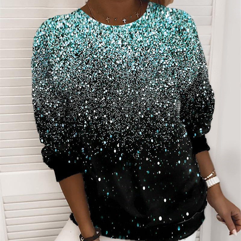 Christmas Sweater Women's 3D Digital Printing Pullover Jacket Fashion Casual Sweatshirt Long Sleeve Printed Round Neck Shirt Top Clothes hanyelevate