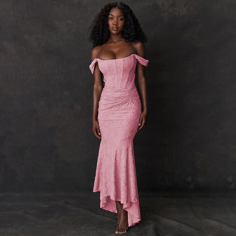 Mozision Off-Shoulder Backless Evening Dress – Purple Strapless Ruched Bodycon Party Dress for Women hanyelevate