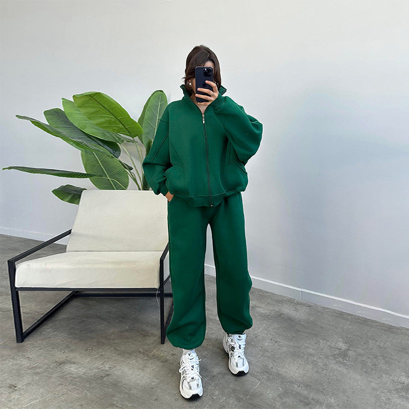 Stylish Women’s Activewear Set – Stand-up Collar Sports Suit with Jogger Pants hanyelevate