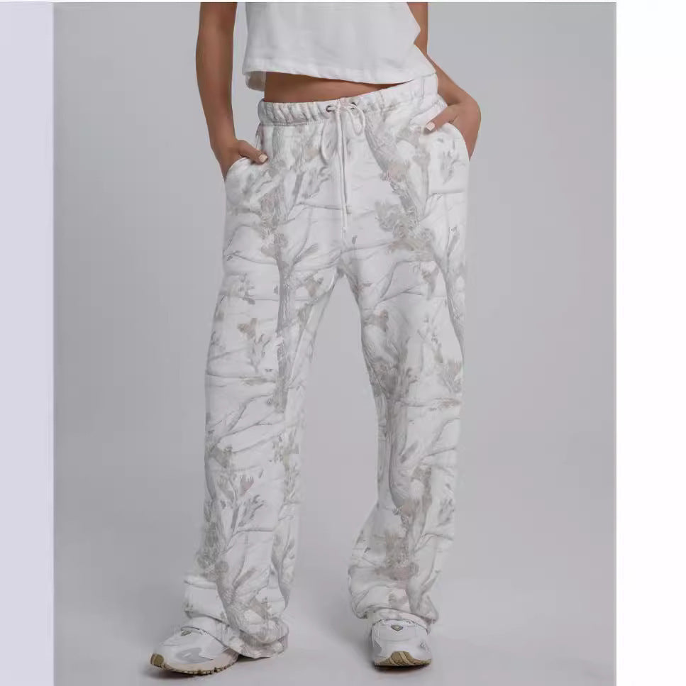 2025 Autumn Winter Women’s Camouflage Two-Piece Set – Maple Leaf Print Hoodie & Sweatpants hanyelevate