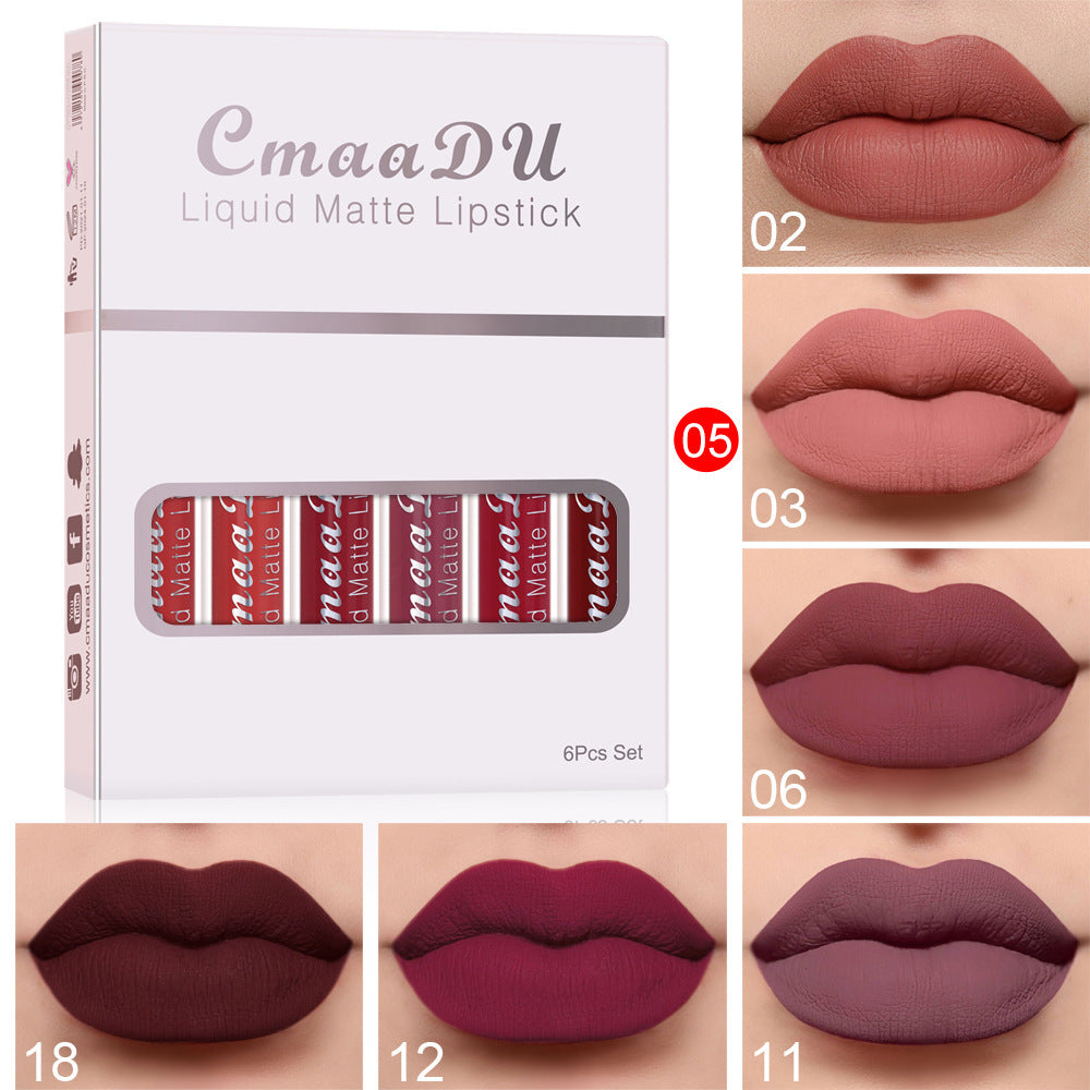 6 Boxes Matte Lipstick & Lip Gloss Set – Waterproof, Smudge-Proof, Non-Stick hanyelevate