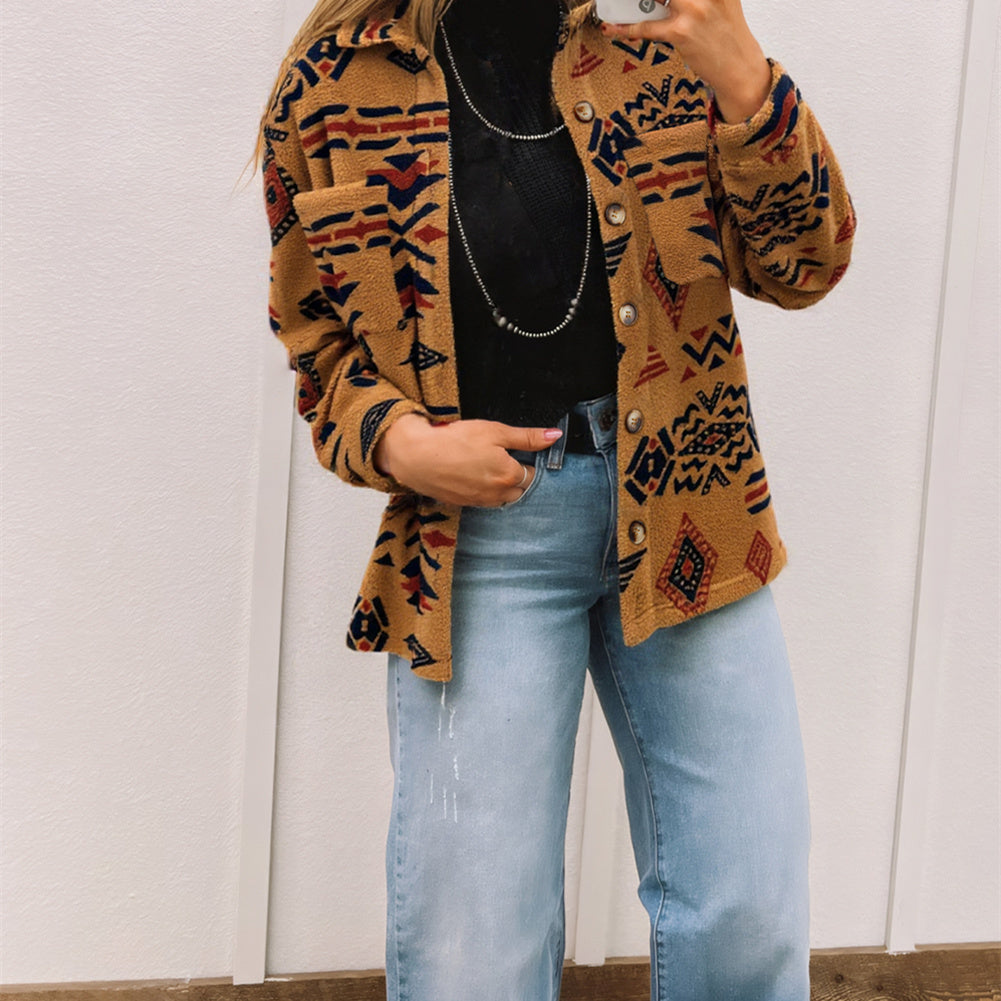 Women’s Brown Loose Fit Polyester Cardigan with Pockets – Medium Length, Long Sleeve | S–XL hanyelevate