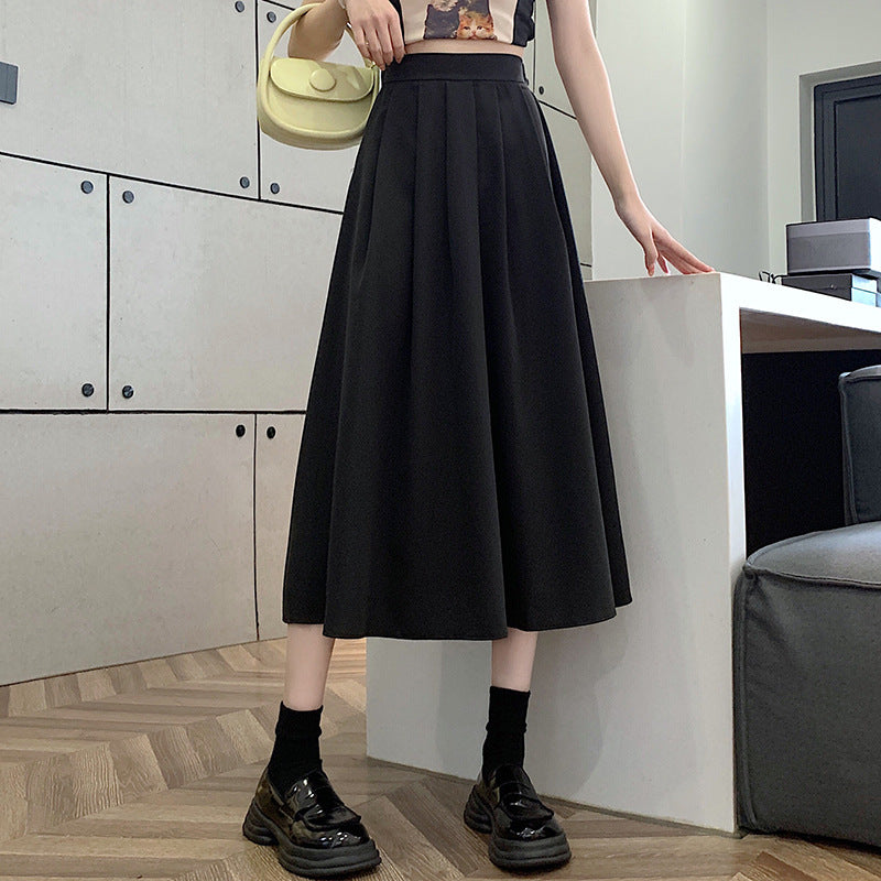 Simple Casual Slimming Mid-length High Waist Skirt hanyelevate