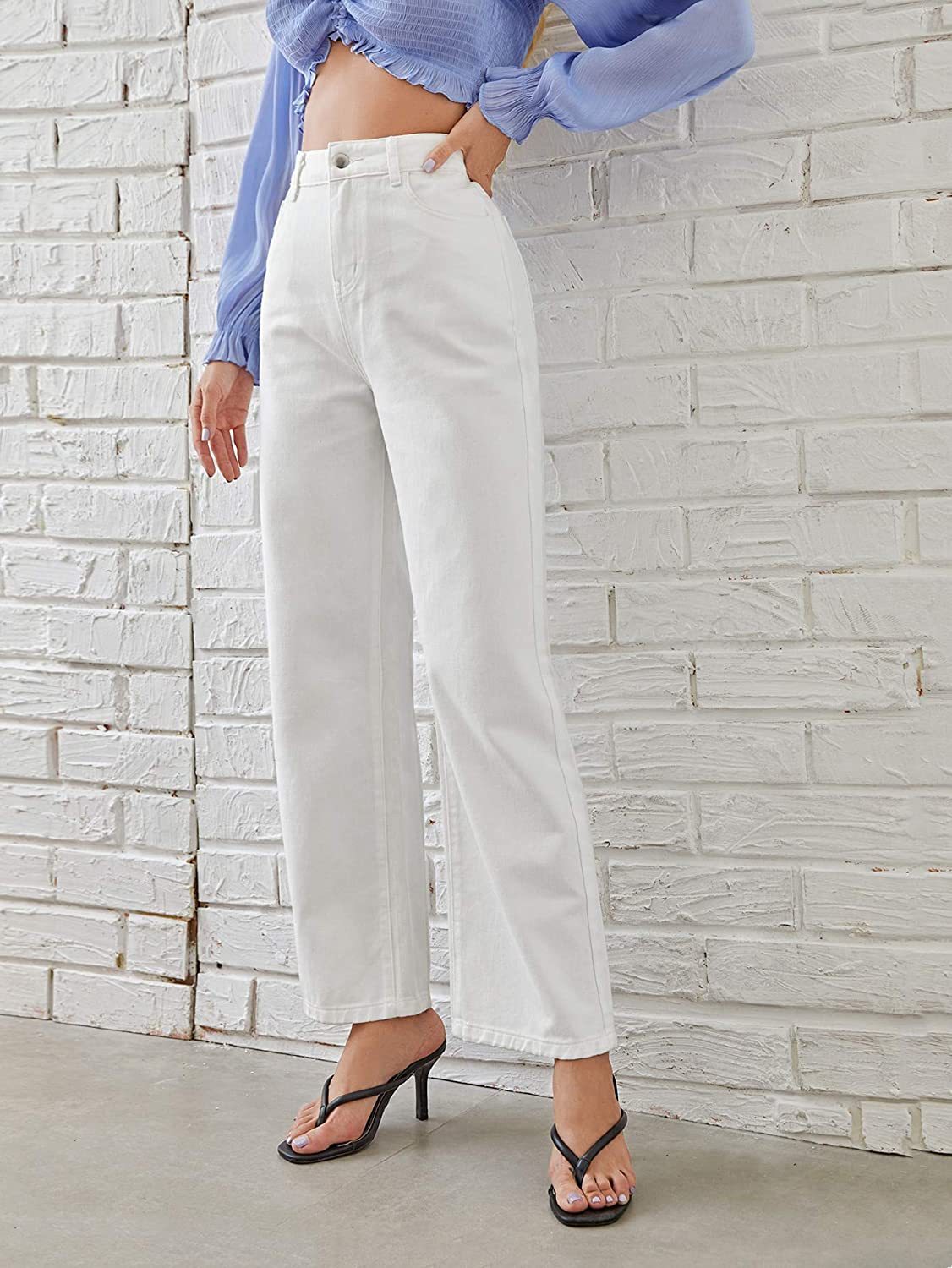 Unisex Cotton Straight-Leg Pants – Mid Waist Casual Trousers with Micro Elasticity