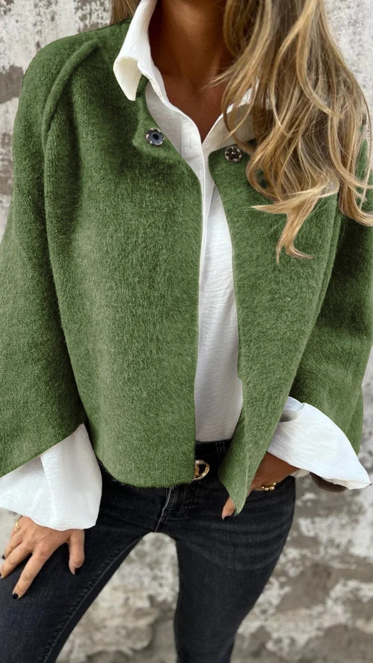 Autumn Winter Cashmere Batwing Sleeve Cardigan – Women’s Loose Fit Short Coat hanyelevate
