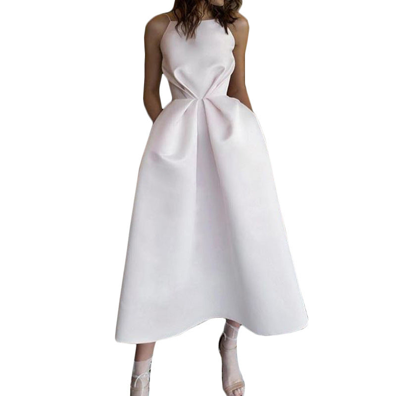 White Petal Sleeve Long Dress for Women – Elegant Petal Sleeve Dress hanyelevate