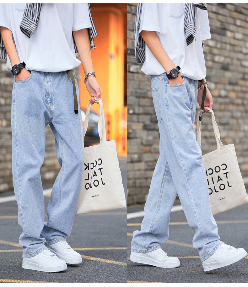 Teenagers’ Denim Straight-Leg Pants | Mid Waist | Casual Leisure