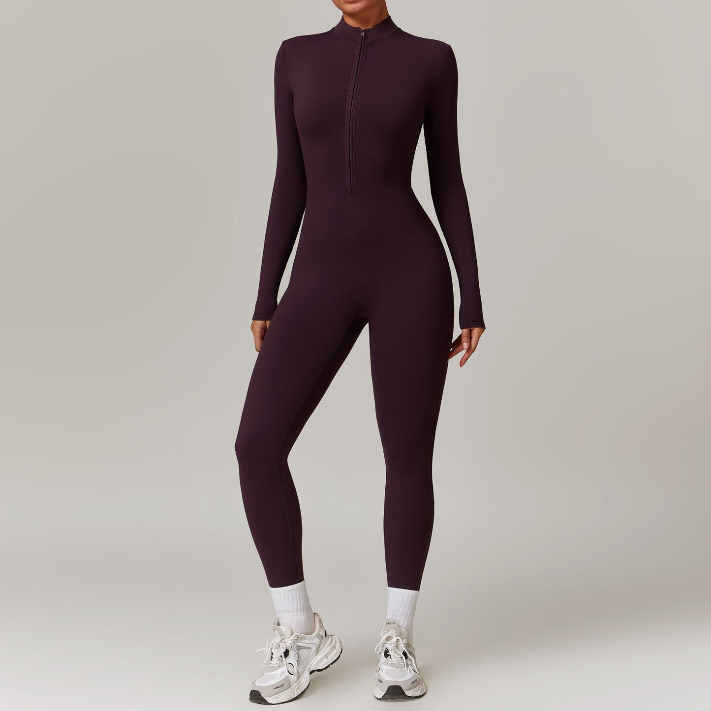 Women’s Warm Long-Sleeve Zipper Jumpsuit – Breathable Yoga & Fitness Bodysuit hanyelevate