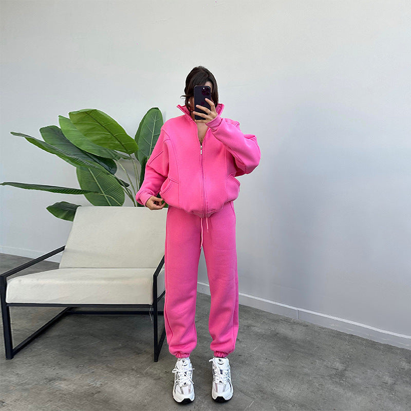 Stylish Women’s Activewear Set – Stand-up Collar Sports Suit with Jogger Pants hanyelevate