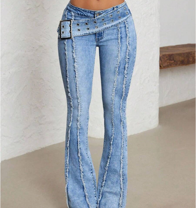 Women’s Classic Denim Cotton Trousers| Stylish jeans for women| Denim jeans for women hanyelevate
