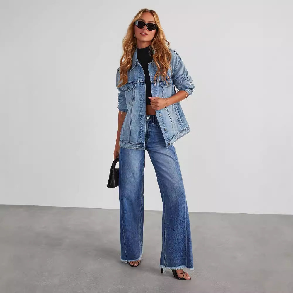 Stylish Women’s High Waist Jeans – Slim Fit and Wide Leg with Functional Pockets hanyelevate