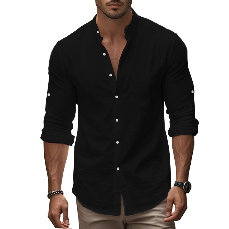 Solid Color Long-Sleeve Cotton Shirt | Casual & Everyday Wear