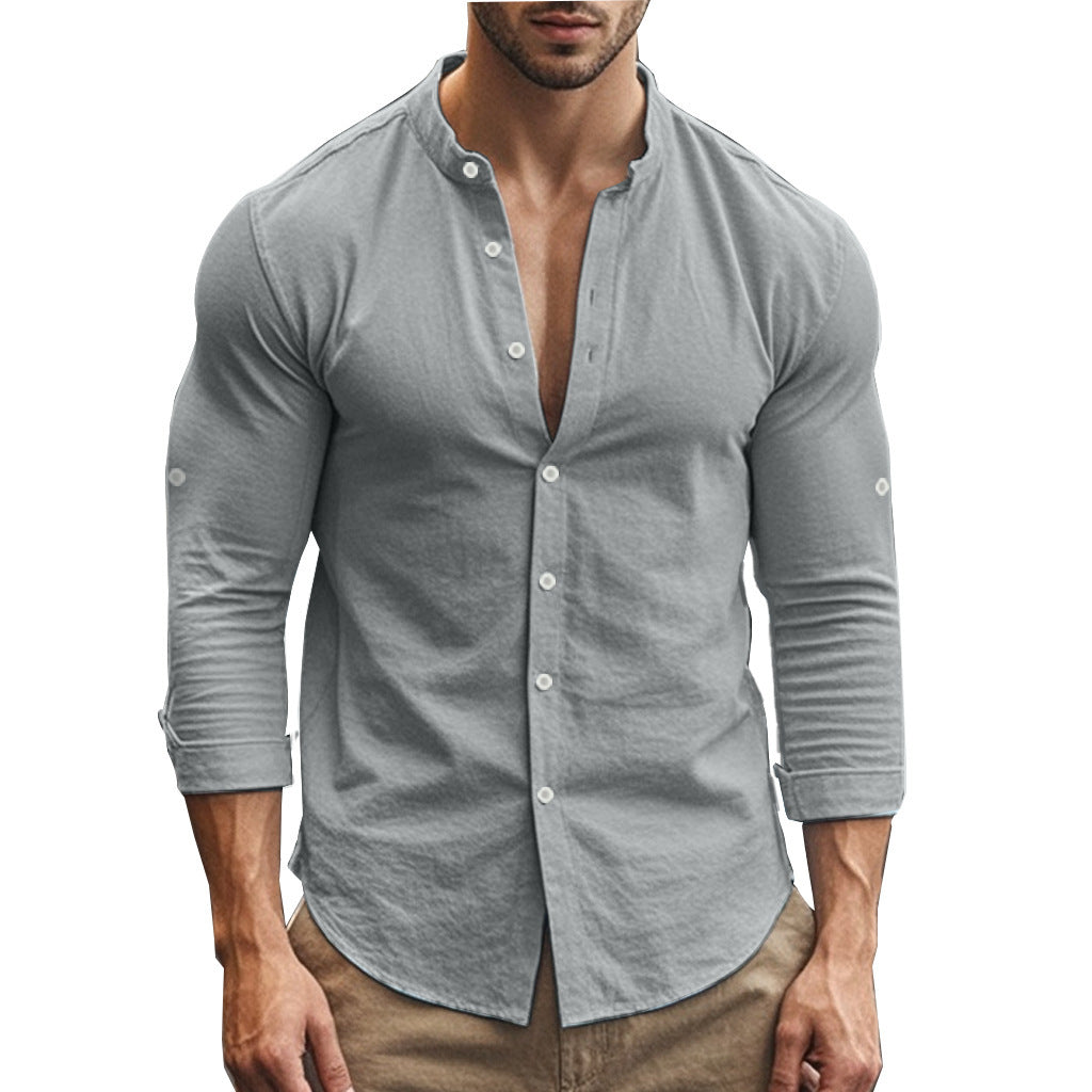 Solid Color Long-Sleeve Cotton Shirt | Casual & Everyday Wear