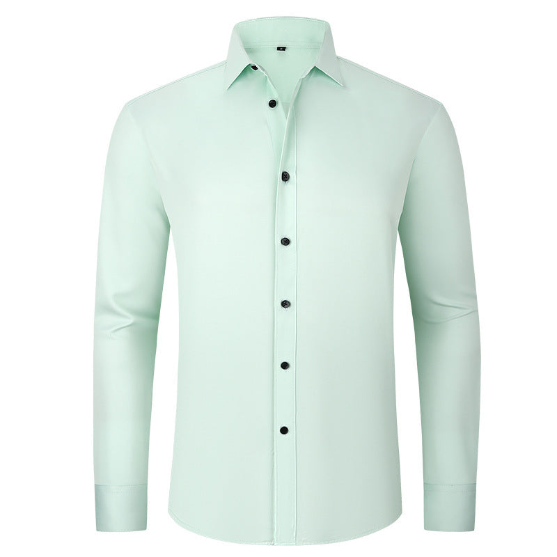 Men’s Fashion Slim Fit Solid Shirt – Long Sleeve Lapel Button Office Business Top hanyelevate