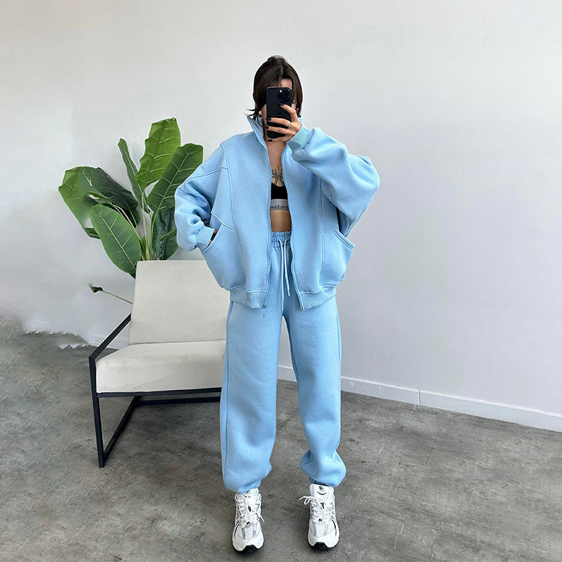 Stylish Women’s Activewear Set – Stand-up Collar Sports Suit with Jogger Pants hanyelevate
