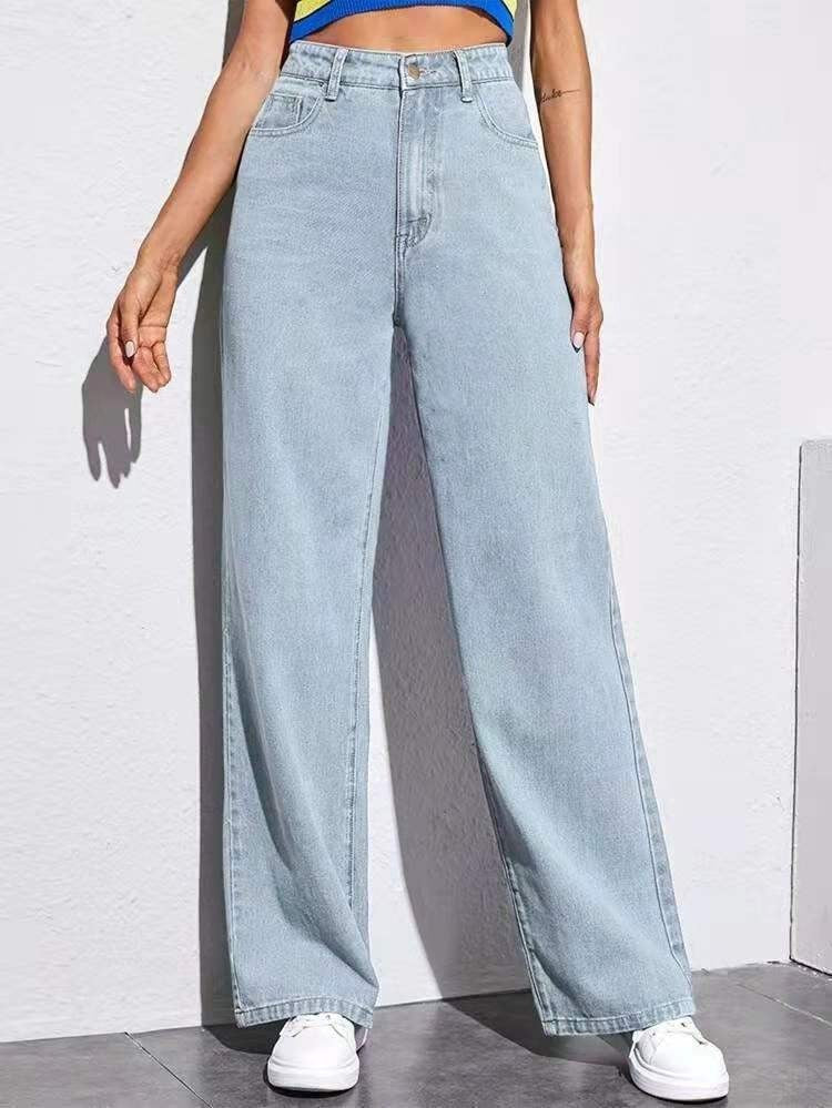 Unisex Cotton Straight-Leg Pants – Mid Waist Casual Trousers with Micro Elasticity