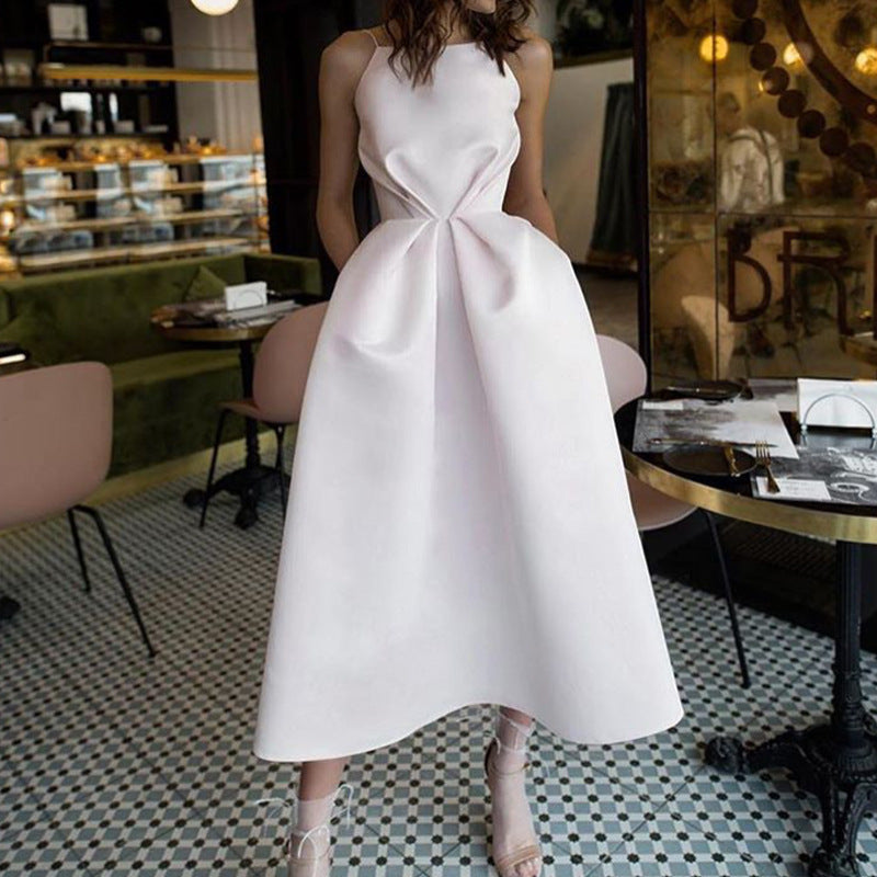White Petal Sleeve Long Dress for Women – Elegant Petal Sleeve Dress hanyelevate