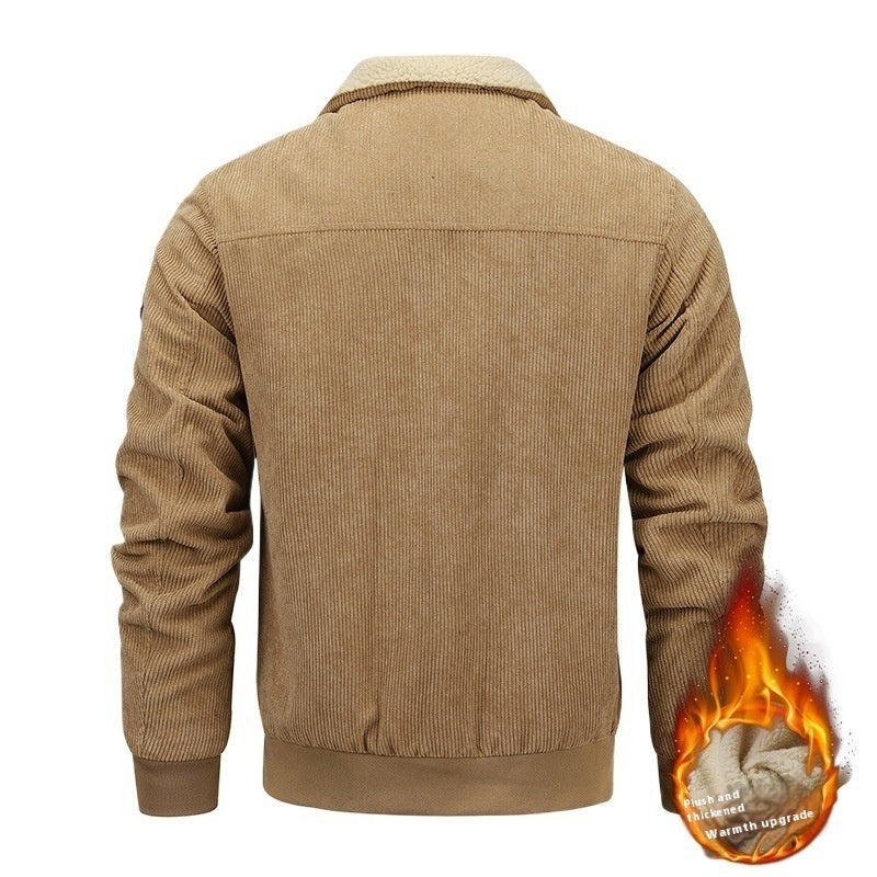 Men’s Winter Coat – Lapel Fleece Lined Jacket with Pockets & Thick Cotton Fabric hanyelevate