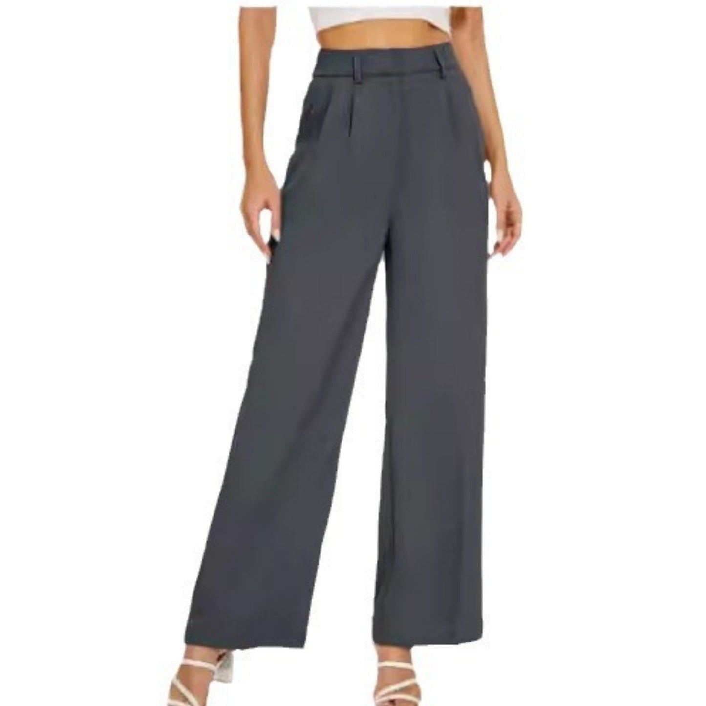 High Waist Straight Trousers With Pockets Wide Leg Casual Pants For Women hanyelevate