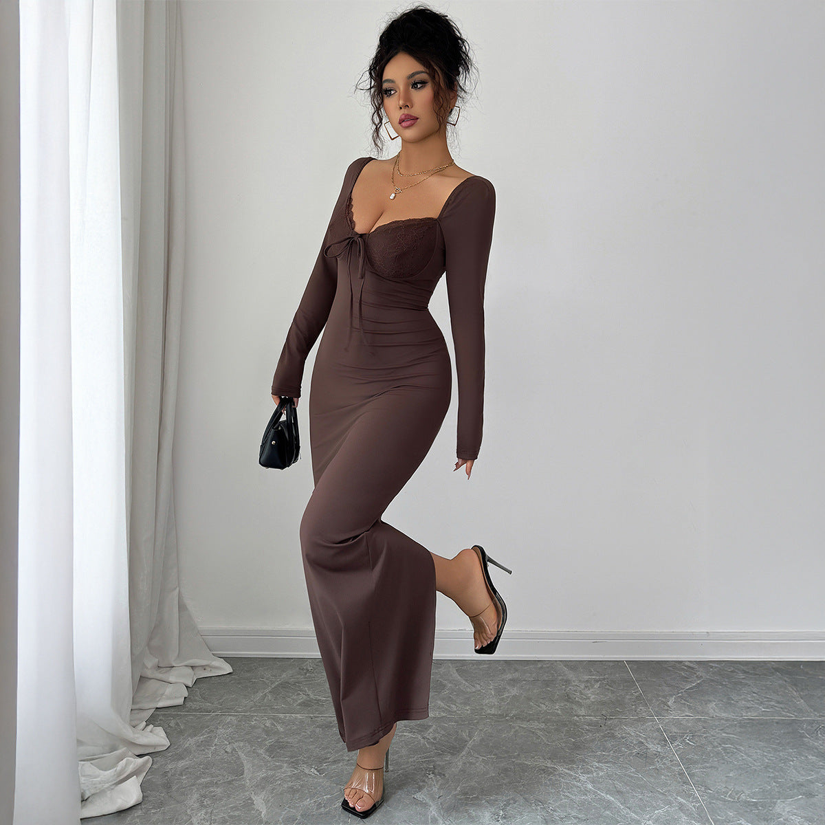 Women’s Solid Color Hip Skirt Dress – High Waist Elegant Style | S–XL