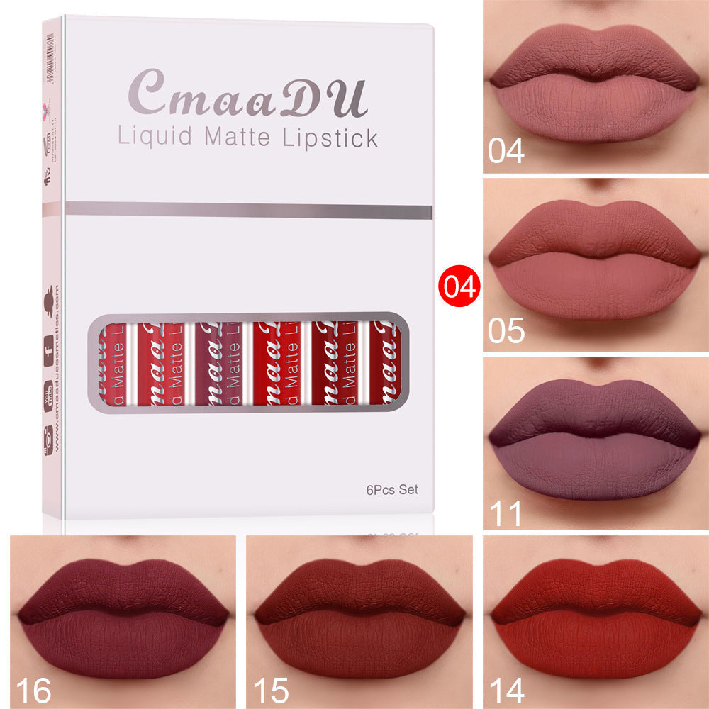 6 Boxes Matte Lipstick & Lip Gloss Set – Waterproof, Smudge-Proof, Non-Stick hanyelevate