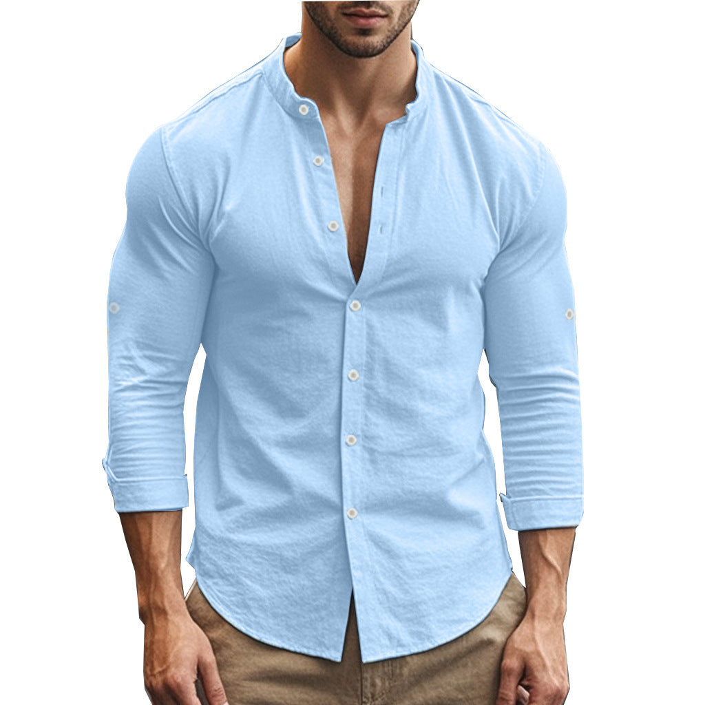 Solid Color Long-Sleeve Cotton Shirt | Casual & Everyday Wear