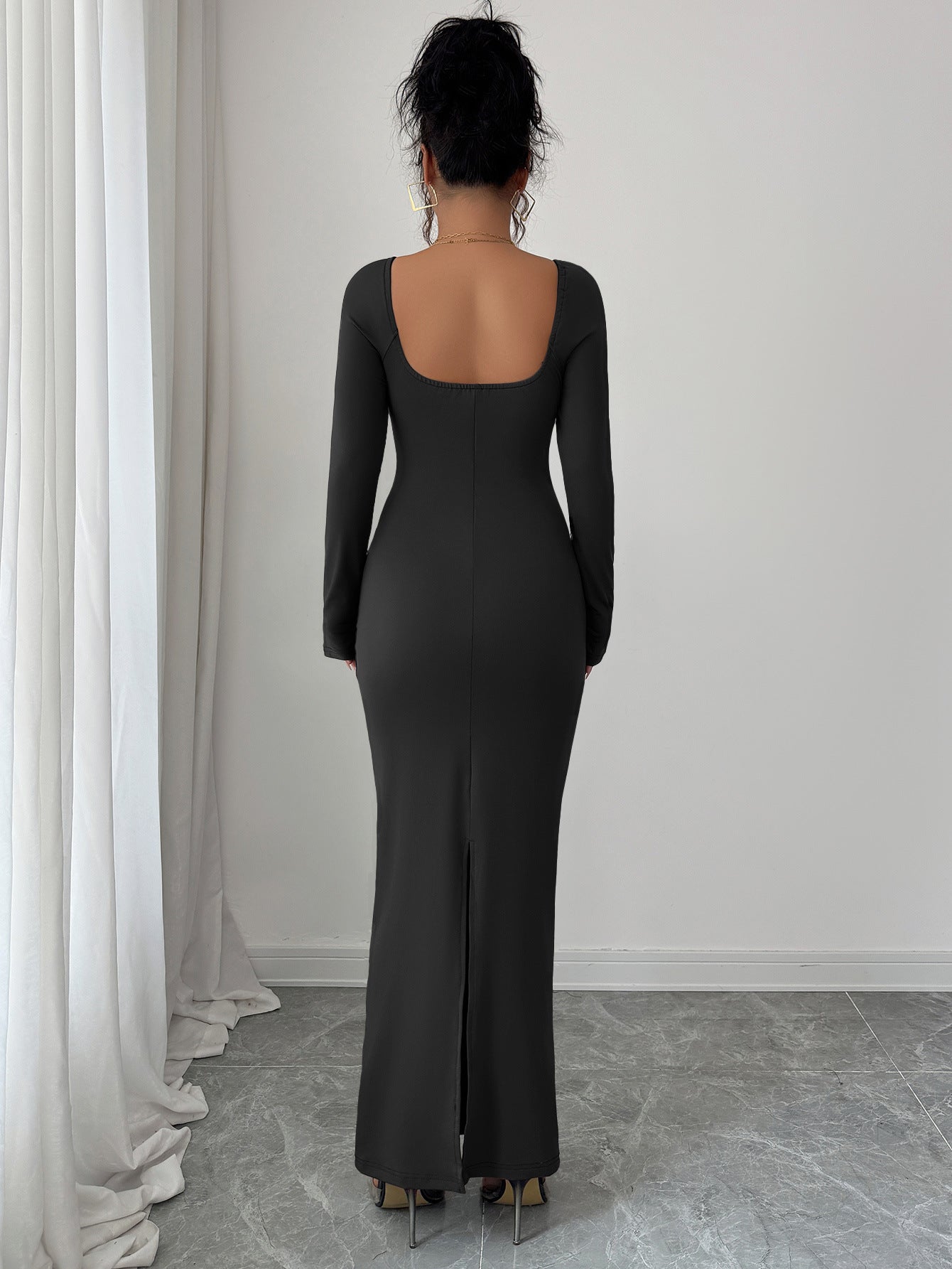 Women’s Solid Color Hip Skirt Dress – High Waist Elegant Style | S–XL