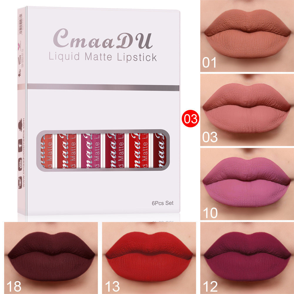 6 Boxes Matte Lipstick & Lip Gloss Set – Waterproof, Smudge-Proof, Non-Stick hanyelevate