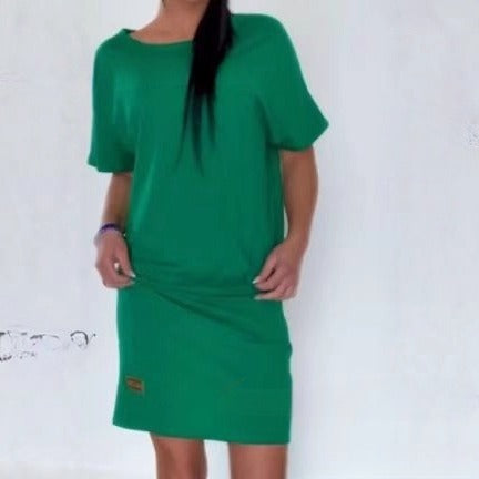 Casual Knitted Short Sleeve Dress – Women’s Sporty Summer T-Shirt Dress hanyelevate