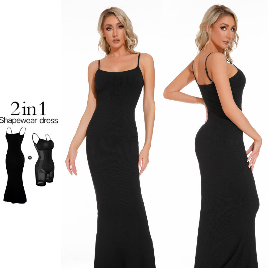 Women's Full Body Shapewear Dress – Tight Fit Jumpsuit with Lift Corset, Chest Pads, and Open Crotch Design hanyelevate