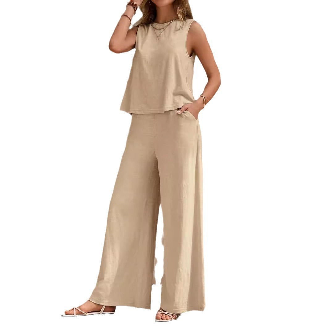 Women’s Two-Piece Pants Suit – Loose Fit Casual Top and Full-Length Trousers Set hanyelevate