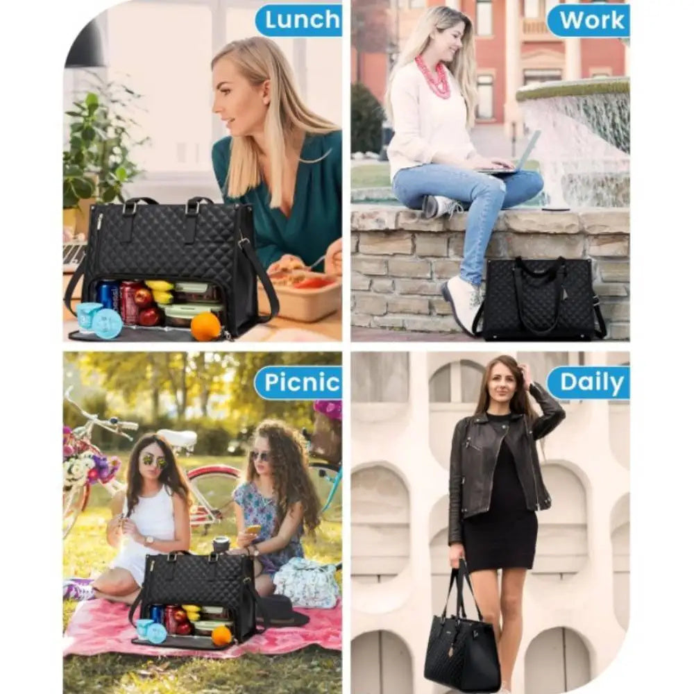 Women’s Insulated Lunch Bag – Leak-Proof, Large Capacity Tote with Laptop & Commute Storage hanyelevate