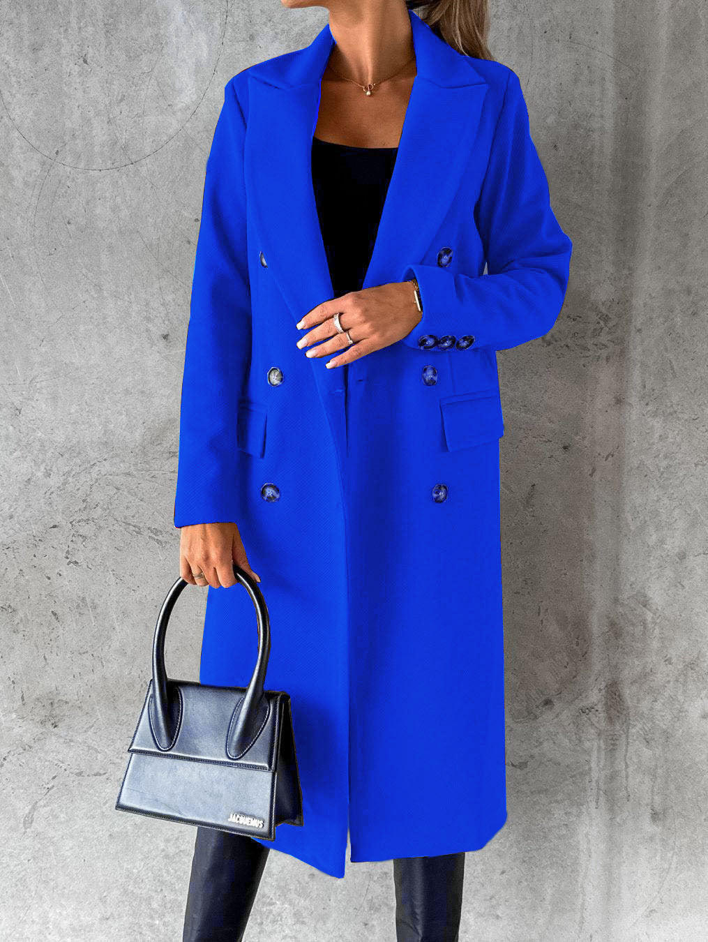 Women’s Double-Breasted Long Coat – Slim Fit Lapel Winter Jacket with Long Sleeves hanyelevate
