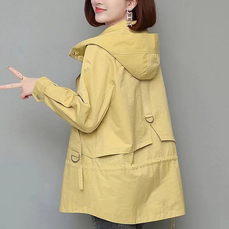 Women’s Casual Zipper Jacket – Loose Fit Long Sleeve Coat with Pockets | Polyester | Black, Khaki, Milky White, Ginger Yellow