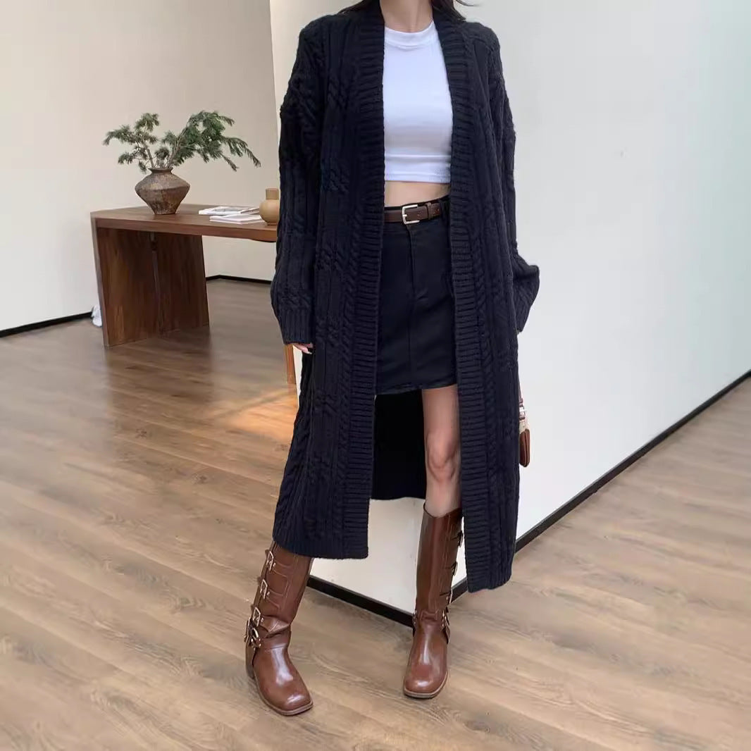 Women’s Thick Twist Knit Cardigan – Long Warm Sweater Coat with Pockets hanyelevate