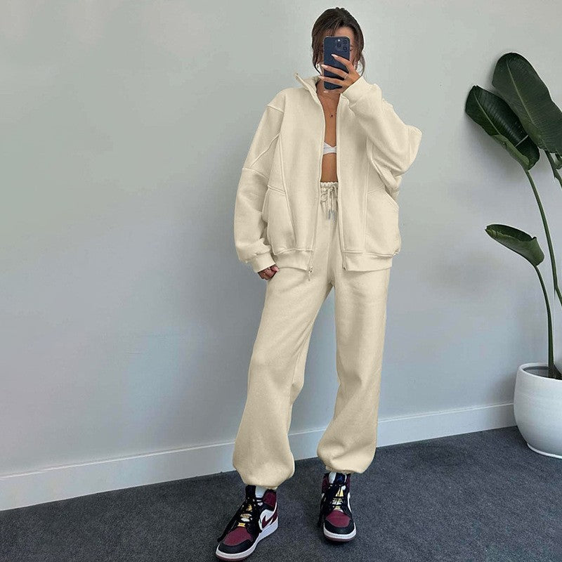 Stylish Women’s Activewear Set – Stand-up Collar Sports Suit with Jogger Pants hanyelevate