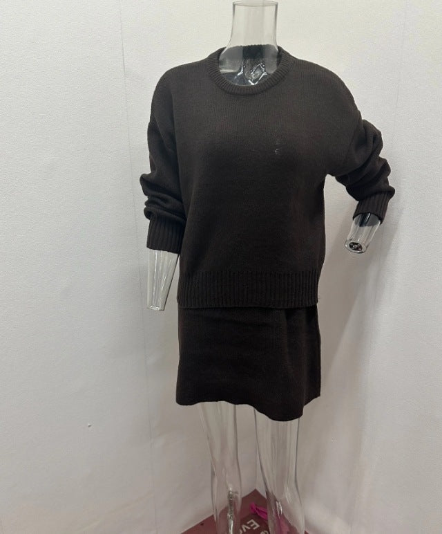 Women’s 2-Piece Sweater Skirt Set – Knit Long Sleeve Pullover & High Waist Mini Skirt hanyelevate