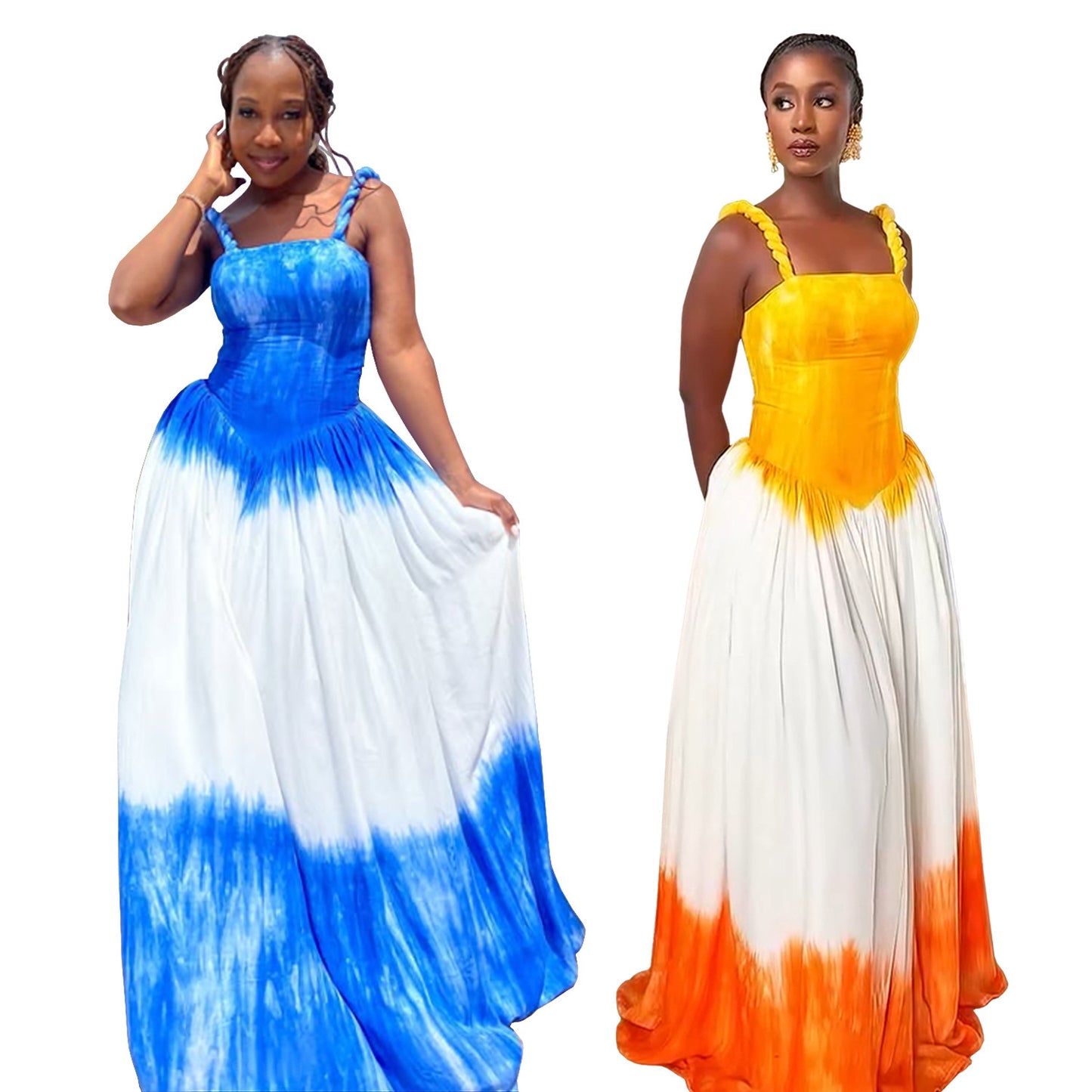 Women’s A-Line Sling Dress – Long Skirt, Sleeveless, Polyester, S–XXL