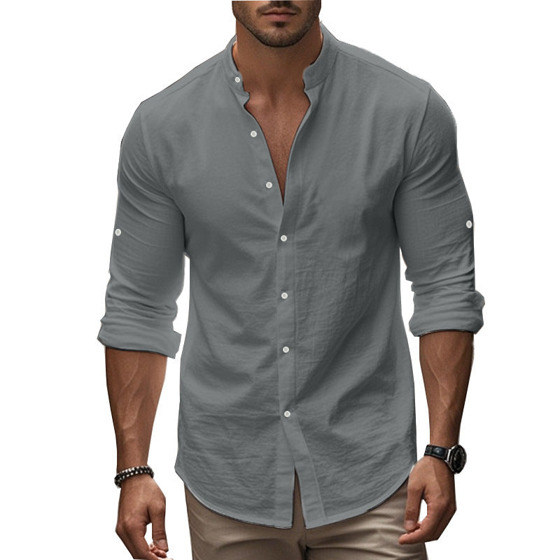 Solid Color Long-Sleeve Cotton Shirt | Casual & Everyday Wear