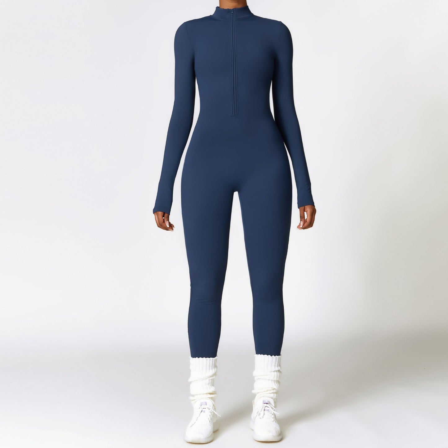 Women’s Warm Long-Sleeve Zipper Jumpsuit – Breathable Yoga & Fitness Bodysuit hanyelevate