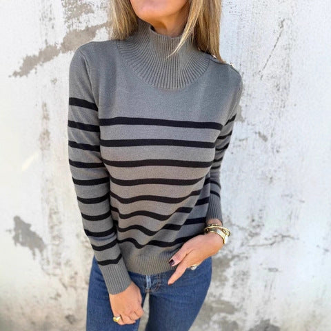 Striped Cotton Pullover | Loose Fit | Button Detail | S–3XL