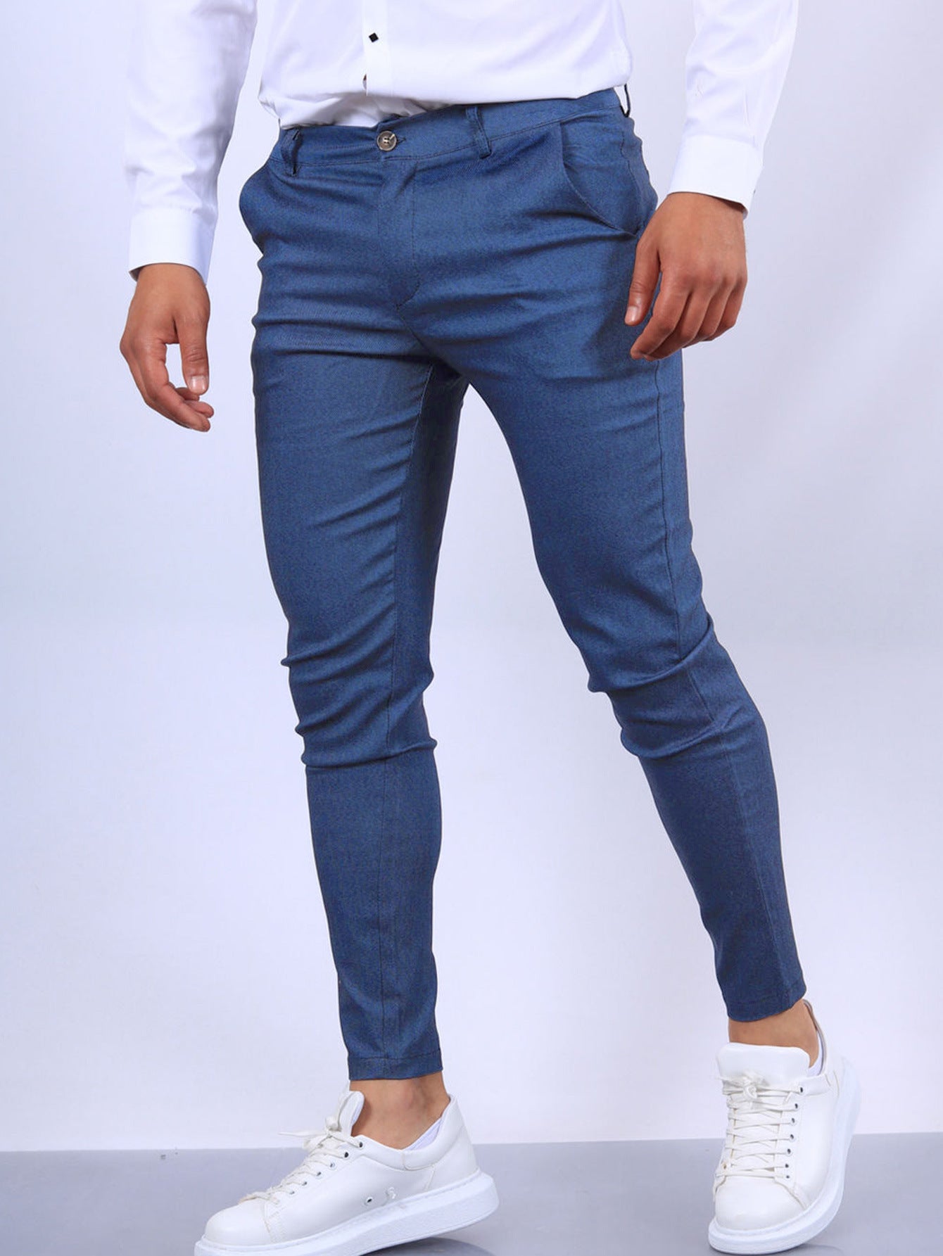 Men’s Solid Slim Fit Pants – Stylish Button Trousers for Work & Casual Wear hanyelevate
