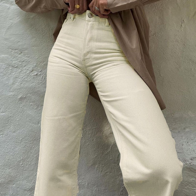 Men’s Cotton Straight-Leg Pants – Mid Waist, Casual Everyday Wear
