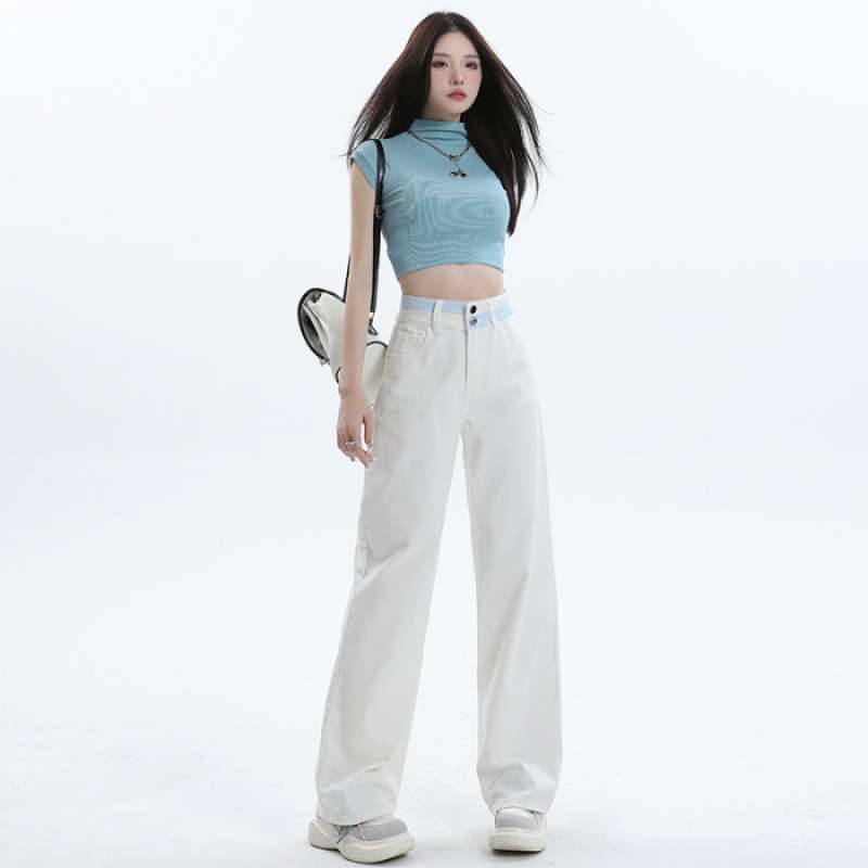 Women’s Cotton Wide-Leg Pants – High/Mid Waist | Meteor Blue, White, Rose Red | XS–2XL